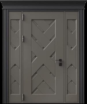 Входная термодверь с металлофиленкой, вставками по бокам, карнизом и порошковым напылением RAL 7022 (тип №5) Входная термодверь с металлофиленкой, вставками по бокам, карнизом и порошковым напылением RAL 7022 (тип №5)